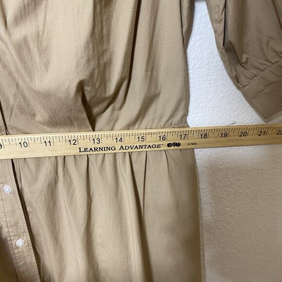 Vineyard Vines Tan‎ Poplin Cotton Button Midi Shirt Dress Size M Peasant Cottage - Picture 7 of 11